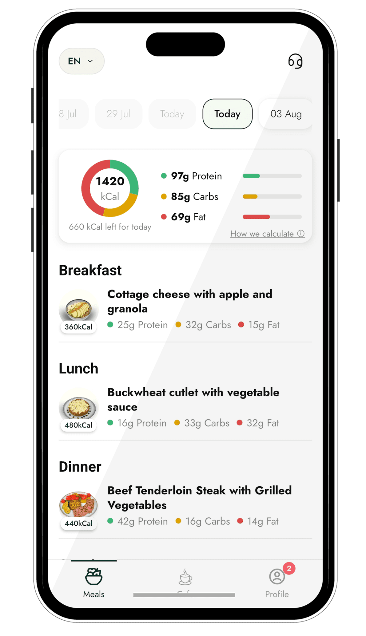 Calories and macros that match your goals