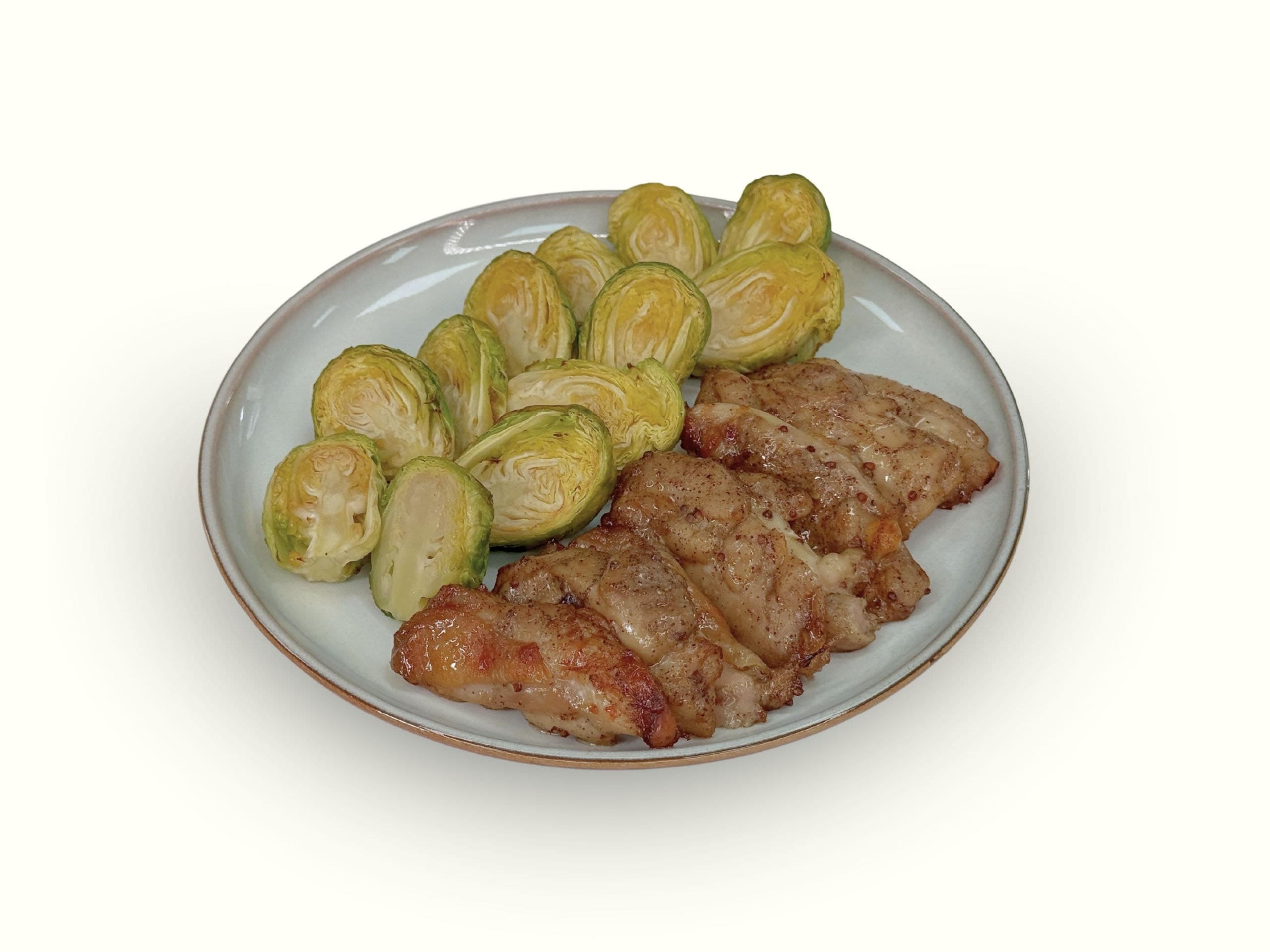 Chicken thighs with Brussels sprouts