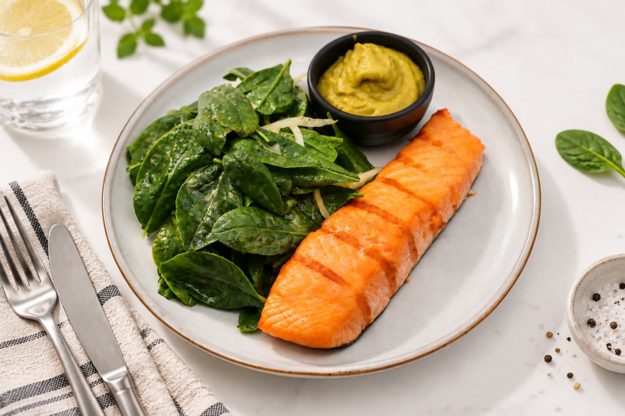 Salmon with guacamole sauce