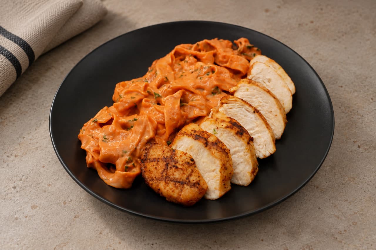 Chicken Cajun with Fettuccine Pasta
